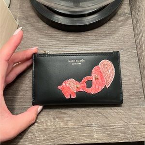 NWT Kate Spade Elephant Beaded Small Slim Bifold Wallet